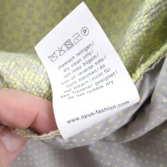 OPUS Size 40 Chartreuse Green Gray Tweed Jale SP Zip Front Moto Jacket Blazer - Picture 9 of 12